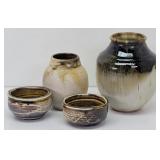 (4) Elly Young Handmade Pottery PCs ... 2 Vases +