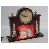 United Mid-Century Electric Fireplace Mantle Clock