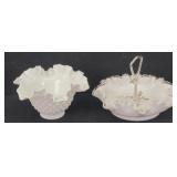 Fenton White Milk Hobnail + Floral Candy Dishes