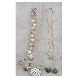 (6pc) Sterling Necklaces, Bracelet, Earrings 29.9g