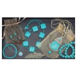 (7 pc) Turquoise Tone Jewelry: Satellite ...