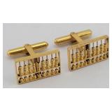 14K Yellow Gold Chinese Abacus Cuff Links 6.5gtw