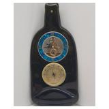 Clock & Barometer Set Housed in Flattened Bottle