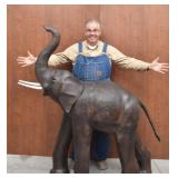 Jumbo Vintage Leather Elephant Sculpture