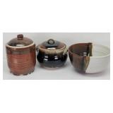 (3) Elly Young Pottery Pcs-2 Jars/Canisters
