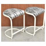 (2) Modern Bar Stools Metal Frame Upholstered Sets