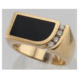 14K Gold, Diamond & Black Coral Ring - 9.4 gtw