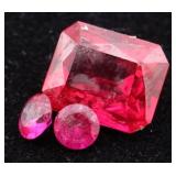 (3) Ruby Gemstones - Rectangular & Round