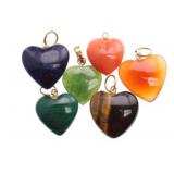 (6) Polished Stone Heart Pendants