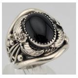 Larry Begay Sterling & Onyx Ring - 13.715 gtw