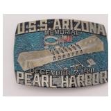 USS Arizona Commemorative Pearl Harbor Belt Buckle