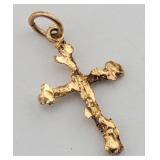 10K Gold Nugget Cross Pendant - .579 g
