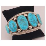 A.L. Fuson Sterling & Turquoise Cuff Bracelet