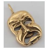 14k Gold Comedy Tragedy Drama Pendant - 4.364 g