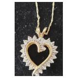 10K Gold & Diamond Heart Pendant Necklace