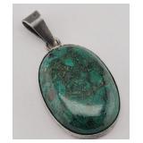 Sterling & Chrysocolla Polished Stone Pendant
