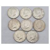 (8) 1966-1969 Kennedy 40% Silver Half Dollars