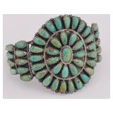 Signed LMB .925 & Green Turquoise Cuff Bracelet