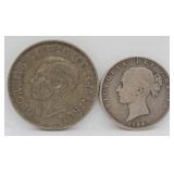 Britain Silver Coins: 1844 Half Crown & 1937 ...