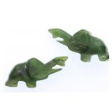 (2) Handcarved Jade Elephants- 9.139 gtw