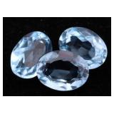 (3) Blue Sapphire Oval Gemstones - 0.827 gtw