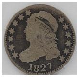 1827 Capped Bust 89% Silver Dime 10C