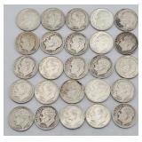 (25) 1947-1964 Roosevelt 90% Silver Dimes