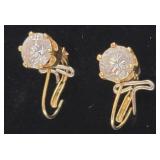 14K Gold & CZ Solitaire Earrings - 2.513 gtw
