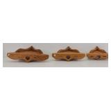 (3) Country Oak Heart Plate Display Corner Shelves
