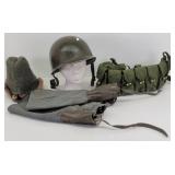 Military Lot: Helmet, Peacock Wool & Sheepskin ...
