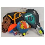 Sports Equipment: Baseball Glove, Rackets, ...