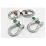 (2) Green Pin Shackles & Eye and Eye Swivel
