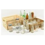 Wooden Crates & Various Jars / Bottles