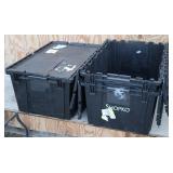 (3) Plastic Flip Top Totes Black