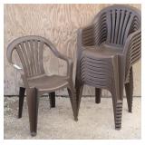 (10) Stackable Brown Plastic Patio Ding Chairs