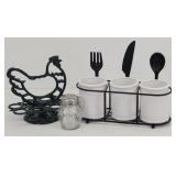 Decorative Utensil Holder and Chicken Egg Holder
