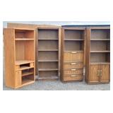 (4) Wood Finish Bookcase Cabinets