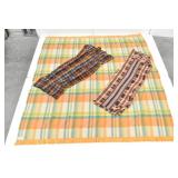 (3) Multi-Colored Plaid Wool Blankets