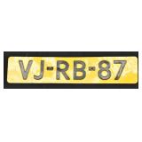 VJ-RB-87 Metal Dutch Netherlands License Plate