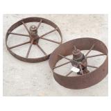 (2) Rusty Iron Implement Wheels 17" & 18"