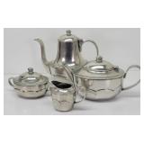 Italian Four-Piece Pewter Tea and Coffee Set