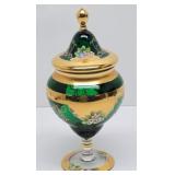 Victorian Glass Emerald Candy Dish w/Lid