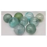 (9) Japanese Blue Green Glass Fishing Ball Floats