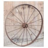 Large Antique Rustic Steel Wagon Wheel 54"