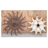 (2) Farm Spiked Cast Iron Rotary Discs Wheels