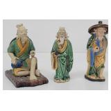(3) Chinese Mudmen Pottery Glazed Figures