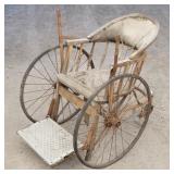Antique Wooden & Cane Invalid Wheelchair