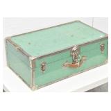 Green Metal Suitcase Trunk w/ Metal Trim
