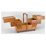 Mid Century Cantilever Wooden Sewing Box