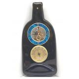Art Glass Wine Bottle Skeleton Clock & Barometer